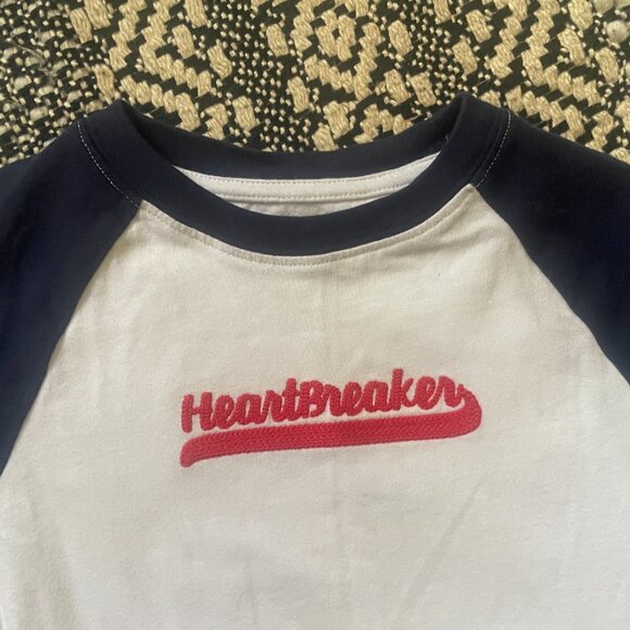 Janie and Jack Boys Heartbreaker Raglan Baseball Tee – White – Size 4 - Picture 3 of 4
